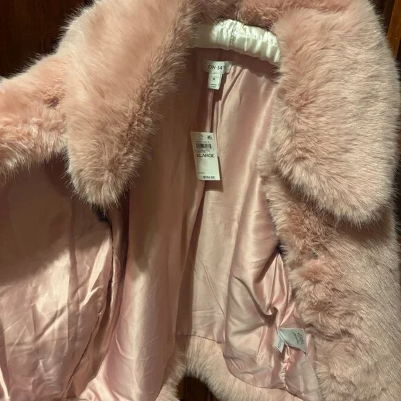 On 34th Collared Silver Pink Faux-Fur Jacket Size XL NWT - Picture 10 of 11